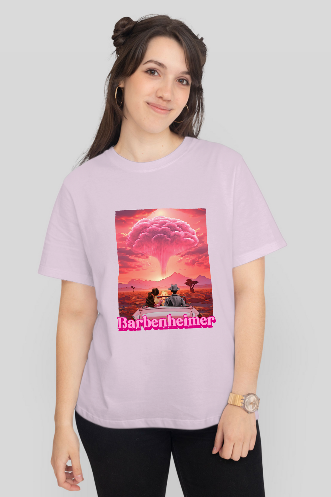 Barbienheimer Printed T-Shirt For Women - WowWaves - 7