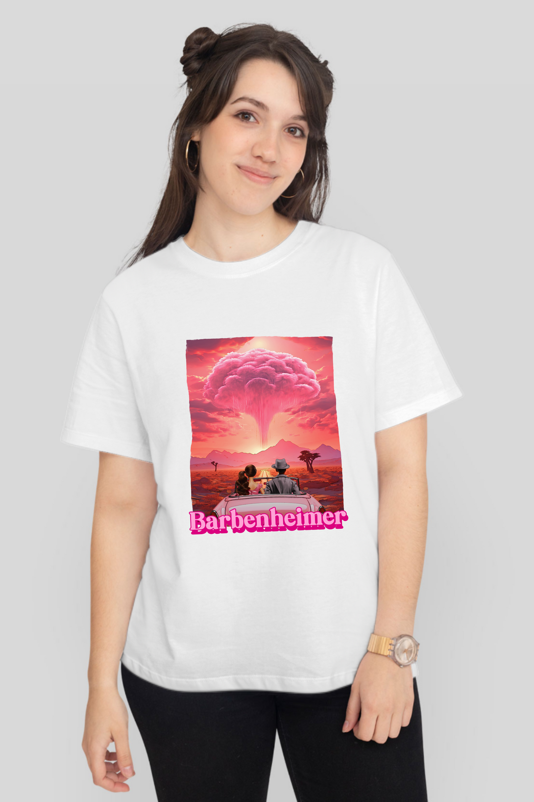 Barbienheimer Printed T-Shirt For Women - WowWaves - 6