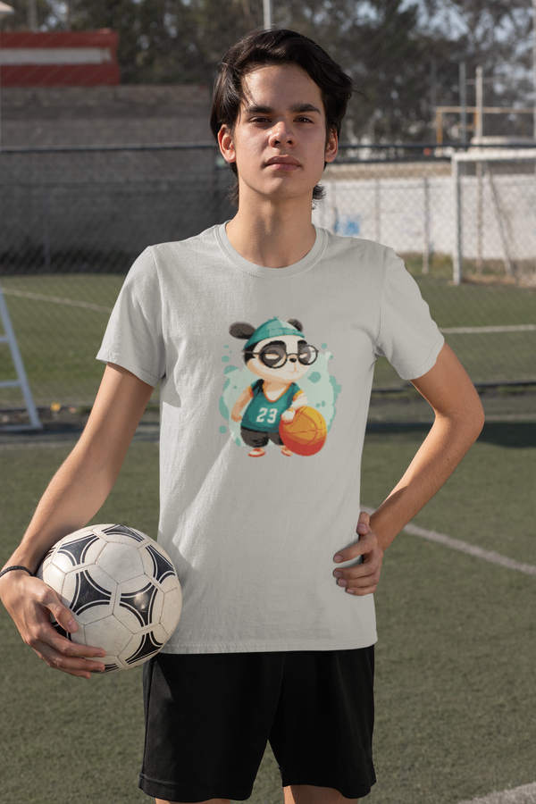 Basketball Panda Printed T-Shirt For Men - WowWaves