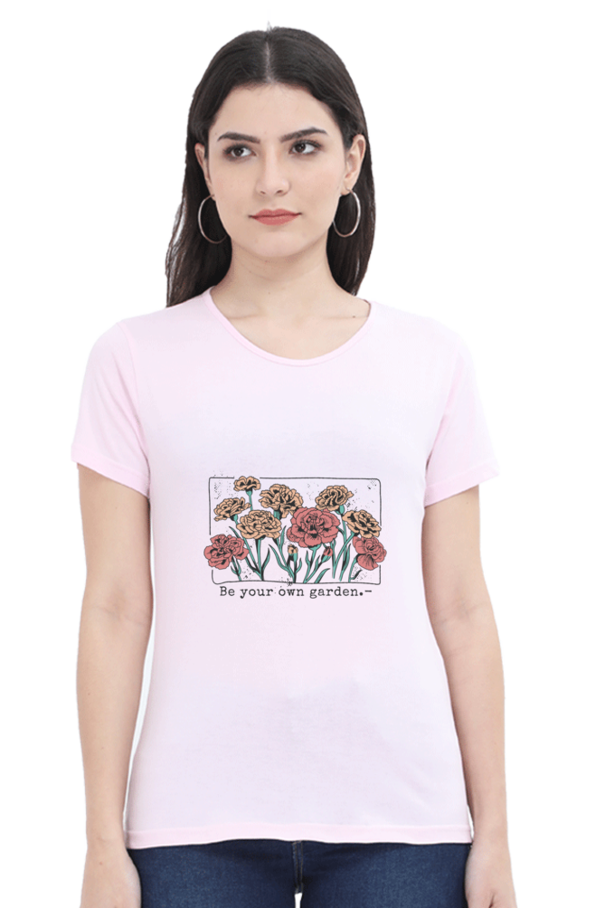 Be Your Own Garden Printed Scoop Neck T-Shirt For Women - WowWaves - 9