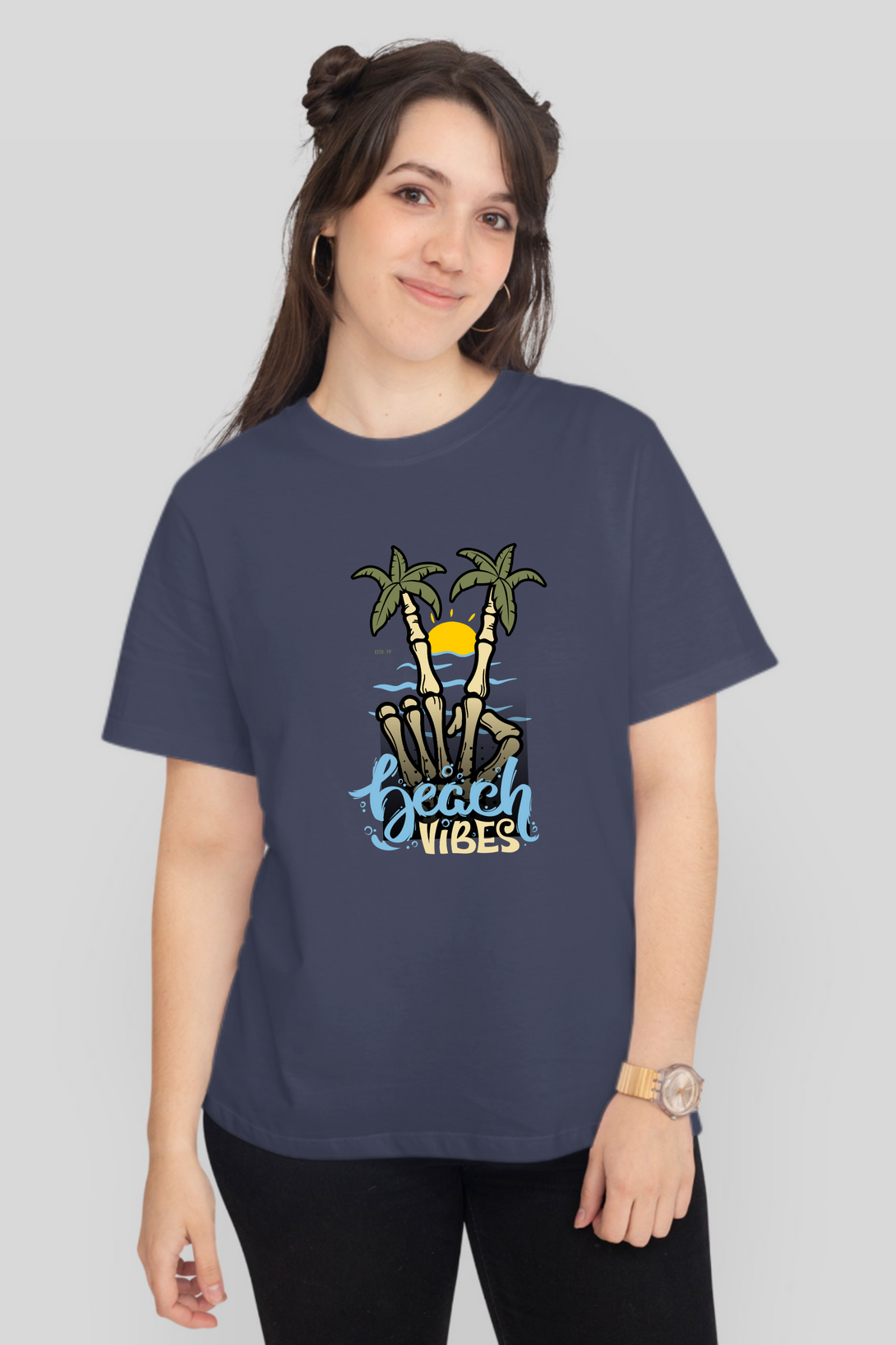 Beach Vibes Printed T-Shirt For Women - WowWaves - 8