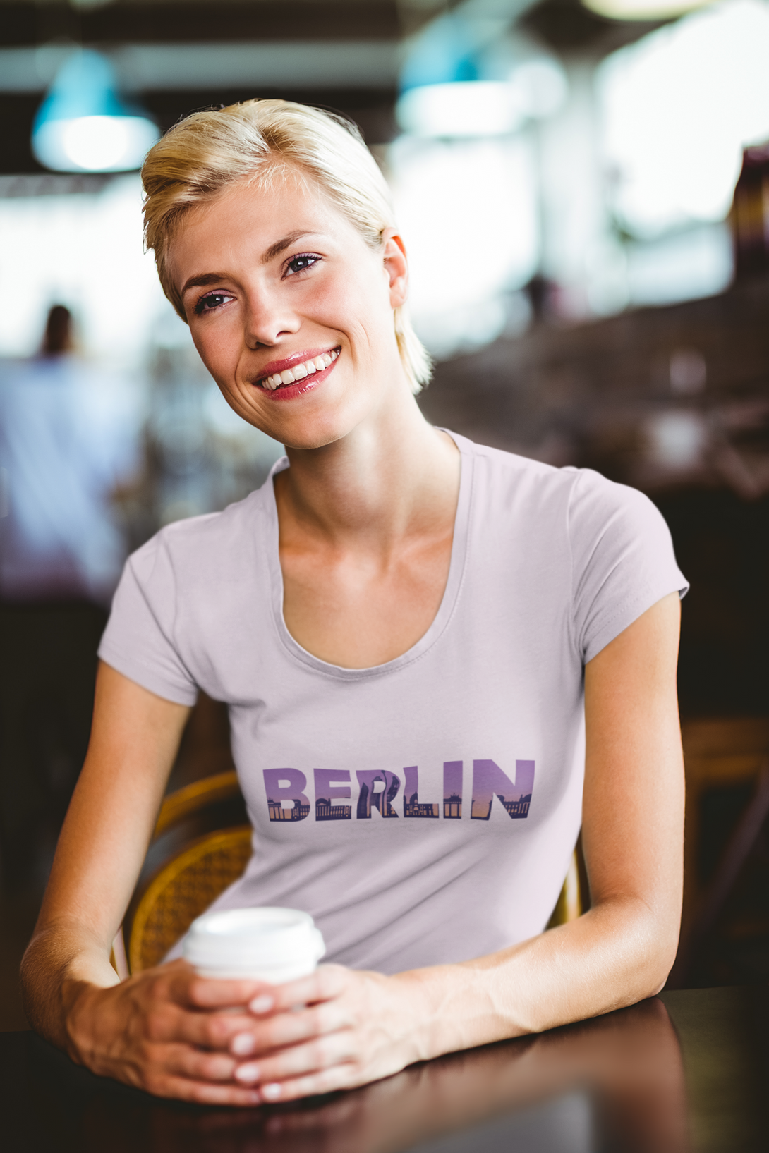 Berlin Skyline Printed Scoop Neck T-Shirt For Women - WowWaves - 5