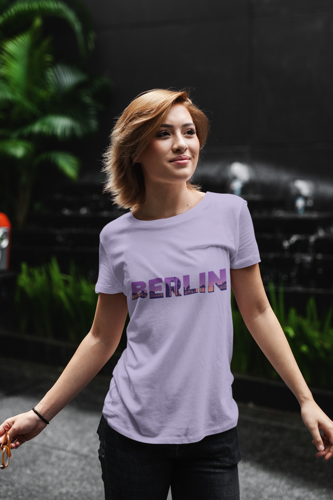 Berlin Skyline Printed T-Shirt For Women - WowWaves
