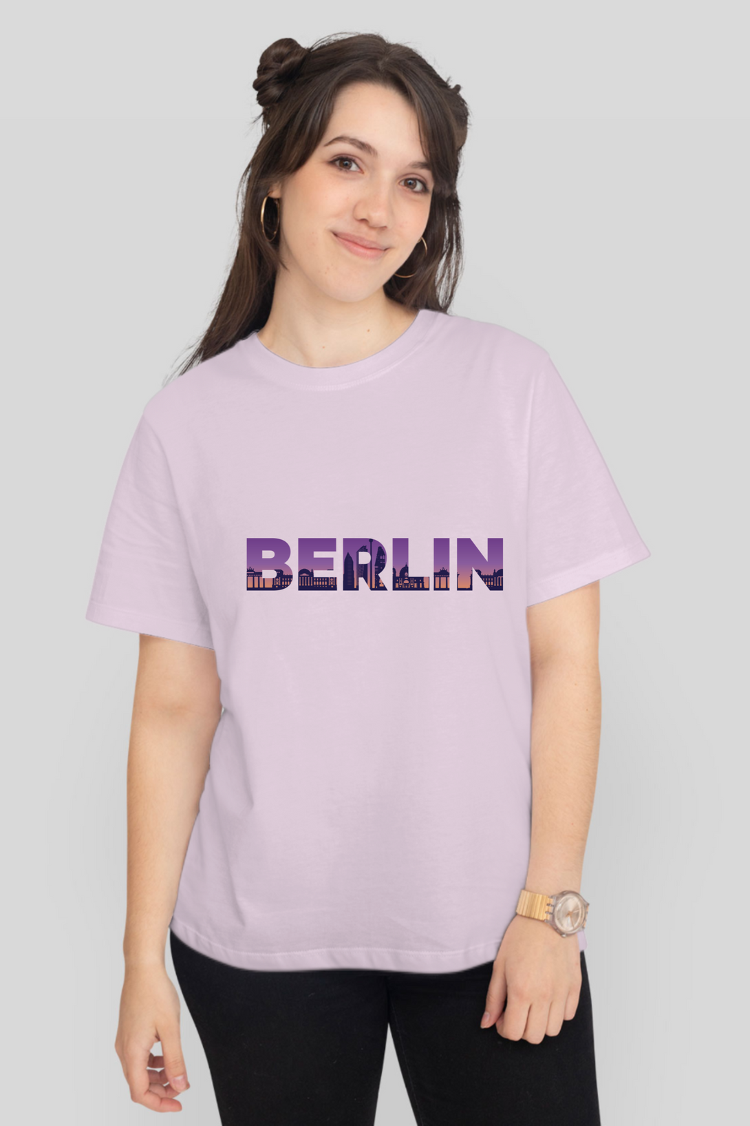 Berlin Skyline Printed T-Shirt For Women - WowWaves - 13