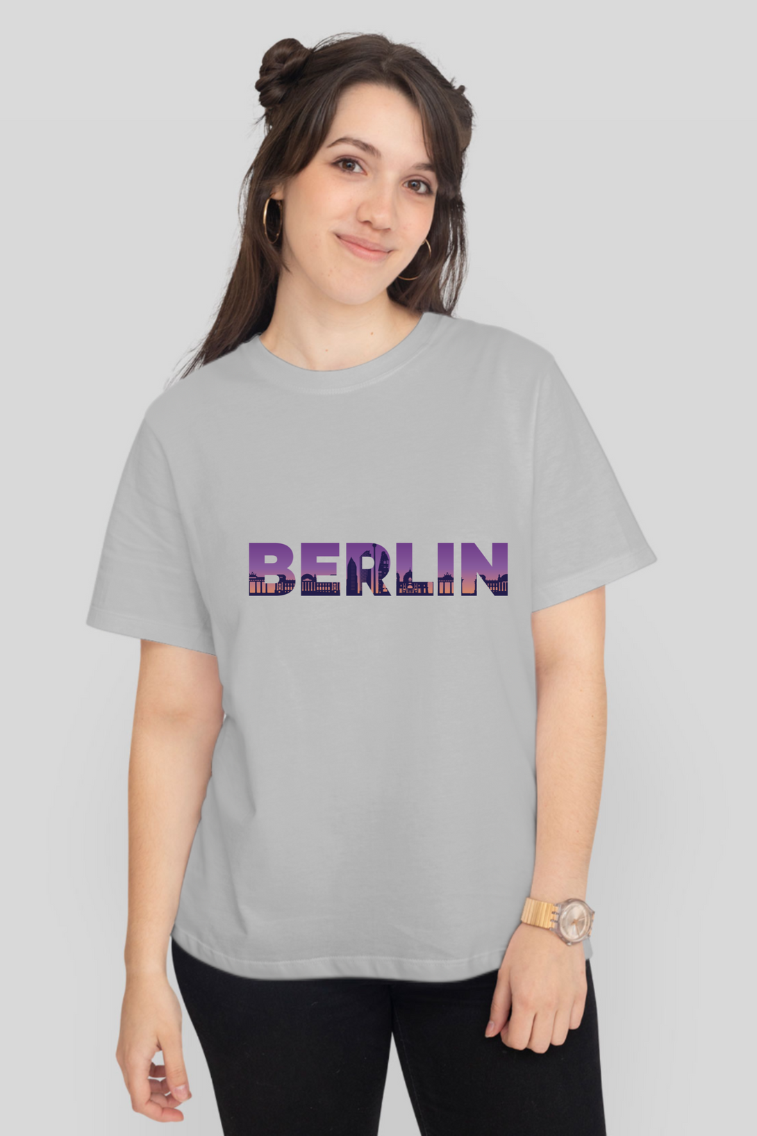Berlin Skyline Printed T-Shirt For Women - WowWaves - 11