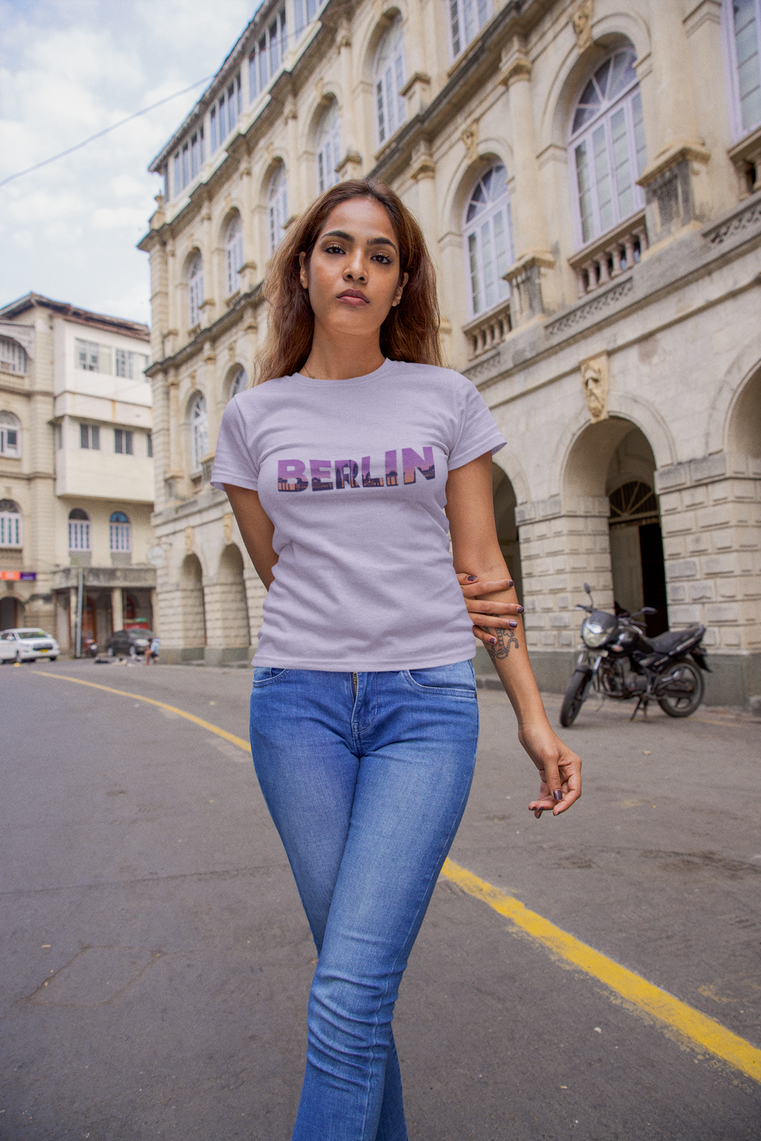 Berlin Skyline Printed T-Shirt For Women - WowWaves - 2
