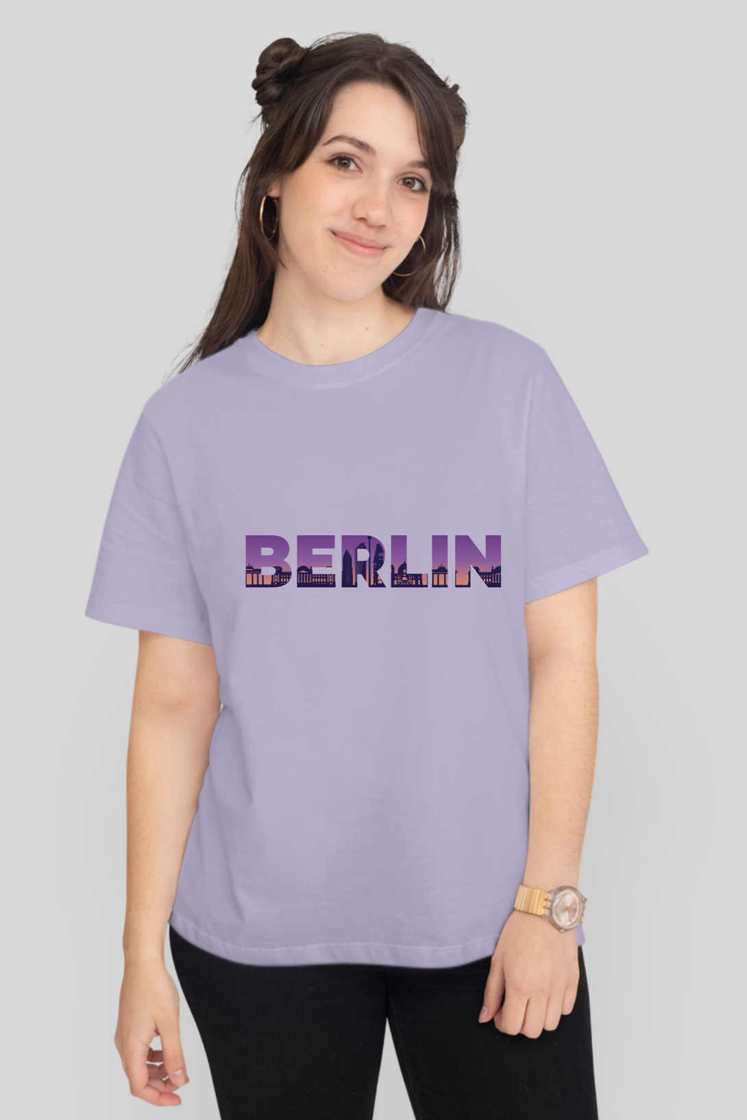 Berlin Skyline Printed T-Shirt For Women - WowWaves - 12