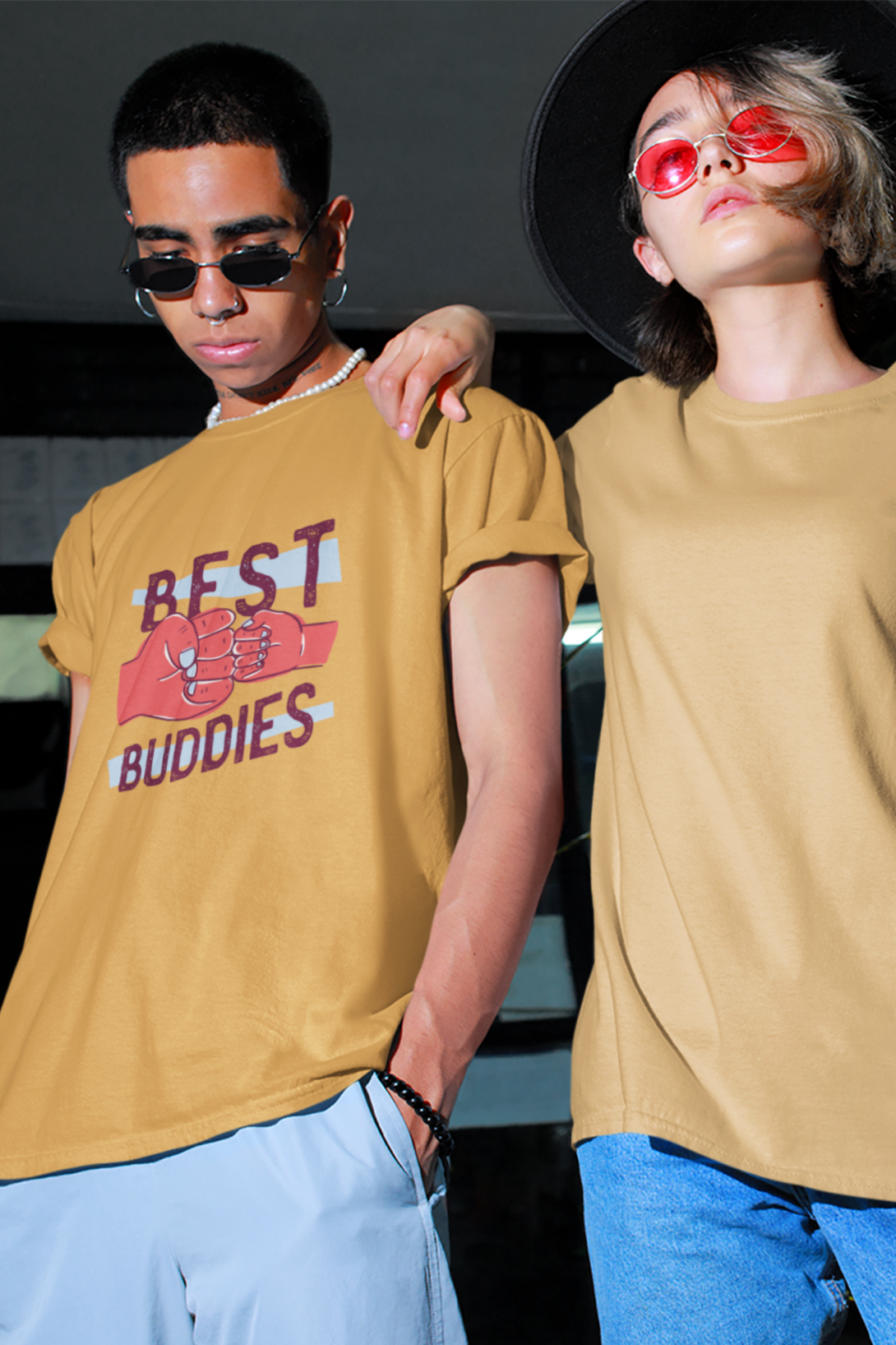 Best Buddies Printed Oversized T-Shirt For Men - WowWaves - 2