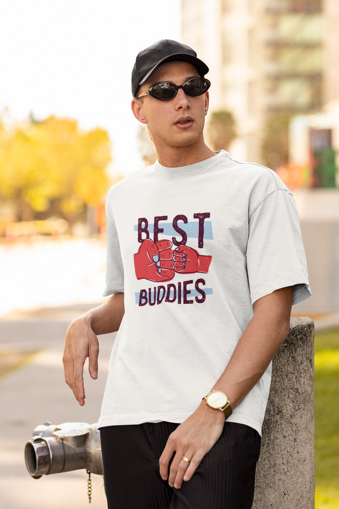 Best Buddies Printed Oversized T-Shirt For Men - WowWaves