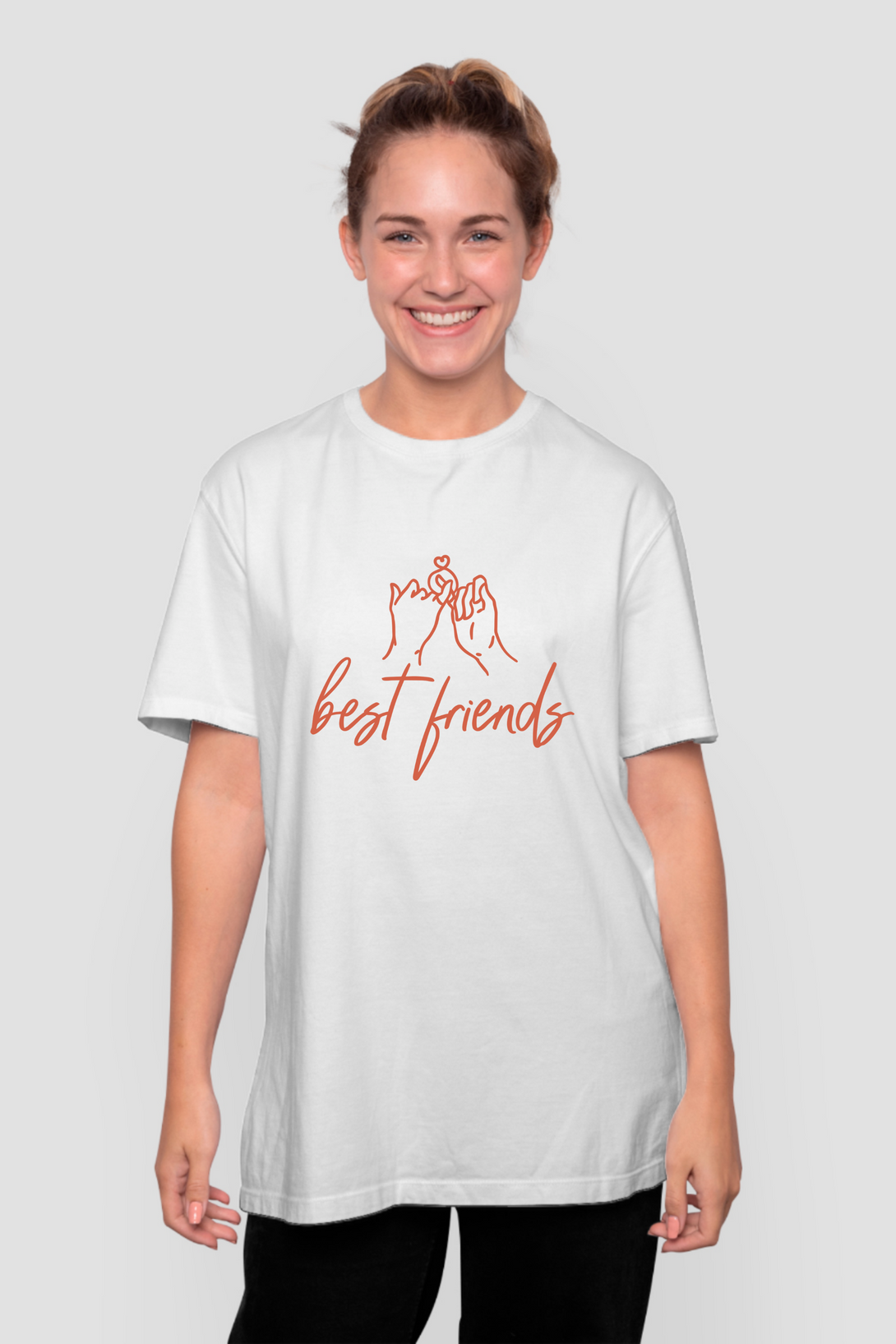 Best Friends Printed Oversized T-Shirt For Women - WowWaves - 7