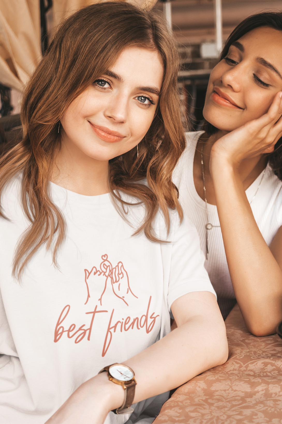 Best Friends Printed Oversized T-Shirt For Women - WowWaves - 5