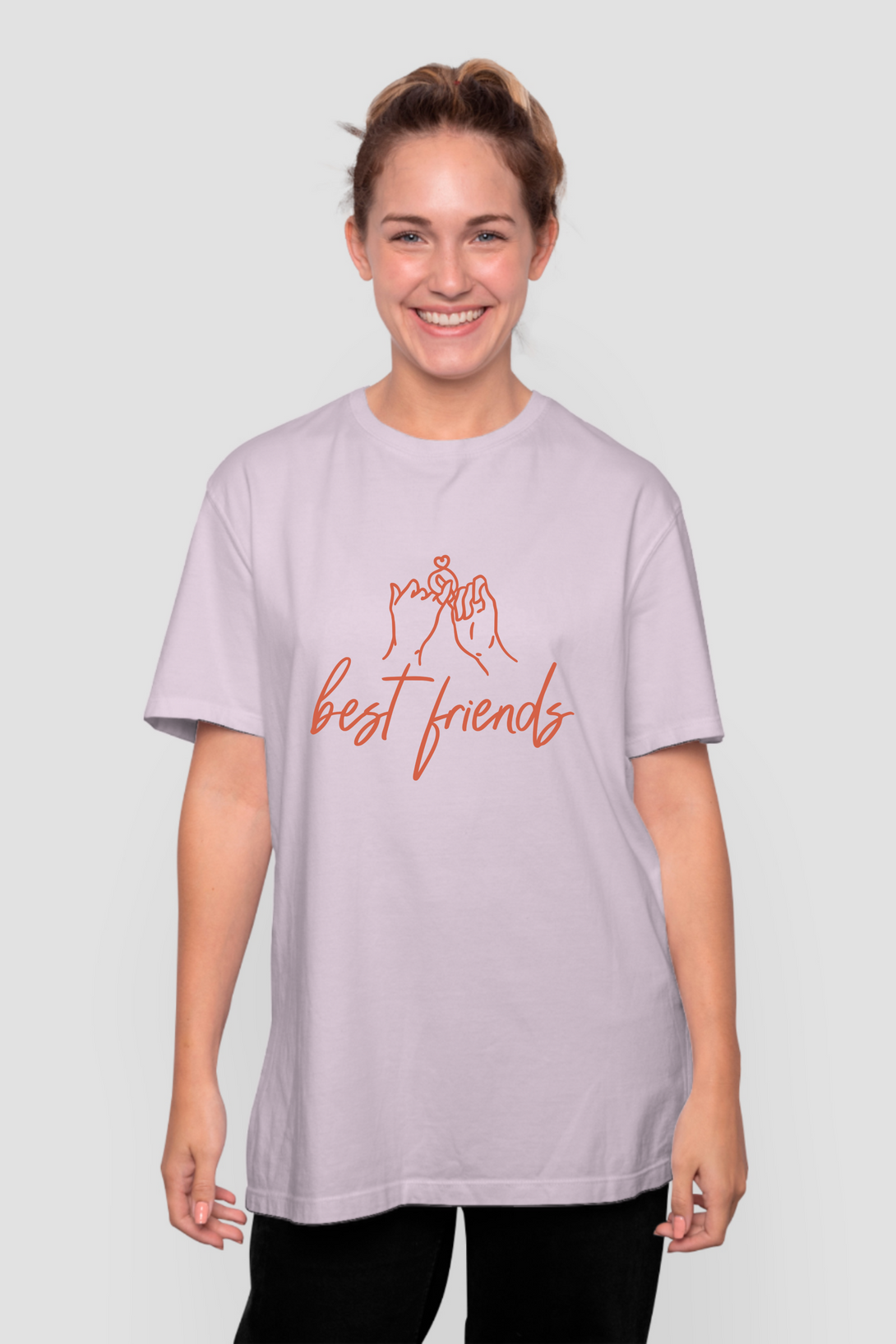 Best Friends Printed Oversized T-Shirt For Women - WowWaves - 8