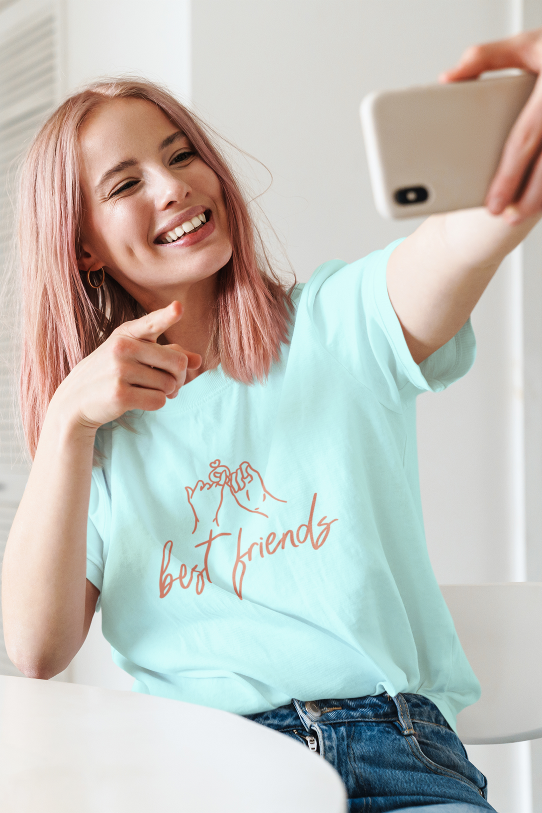 Best Friends Printed Oversized T-Shirt For Women - WowWaves