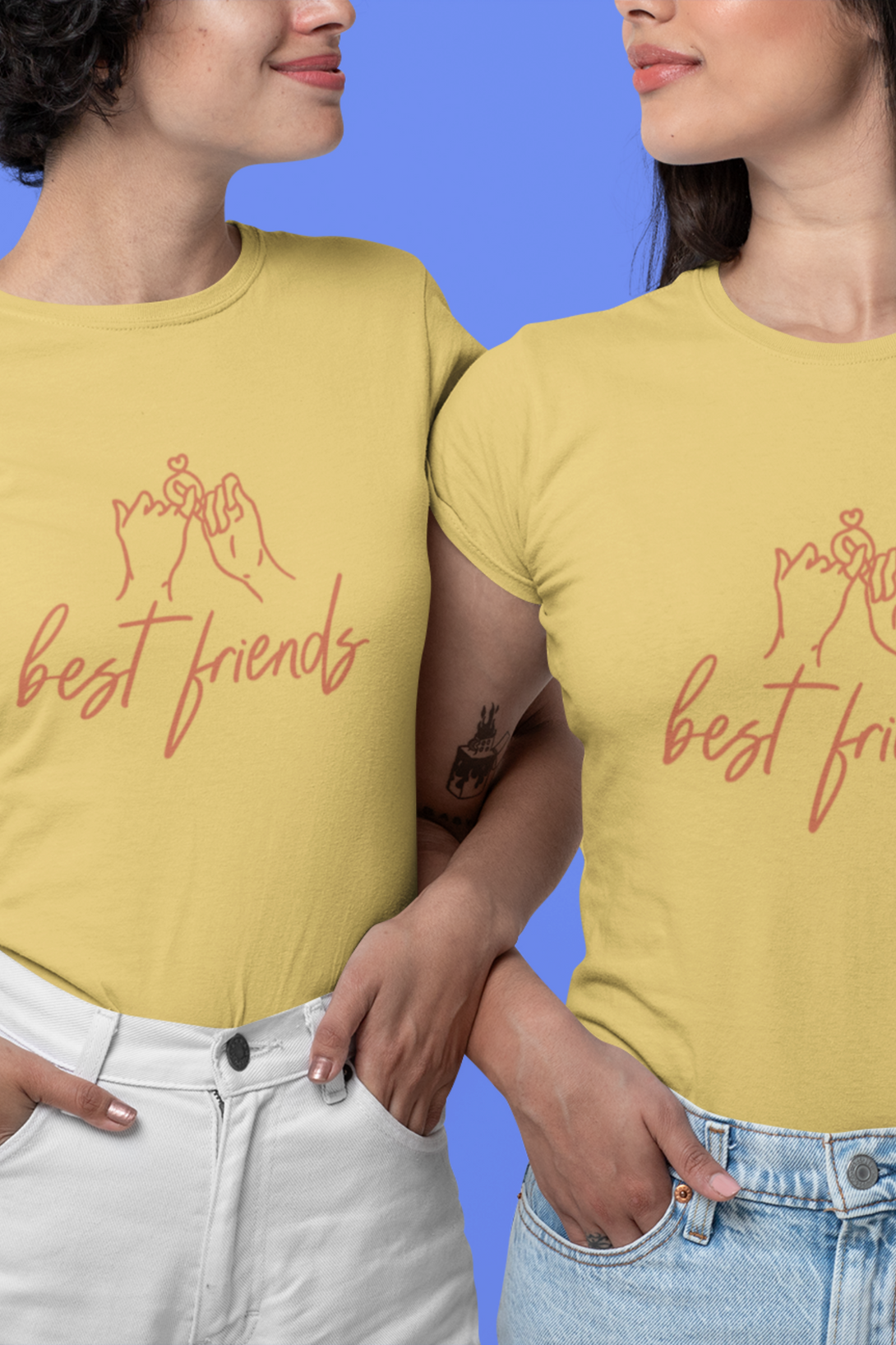 Best Friends Printed T-Shirt For Women - WowWaves - 5