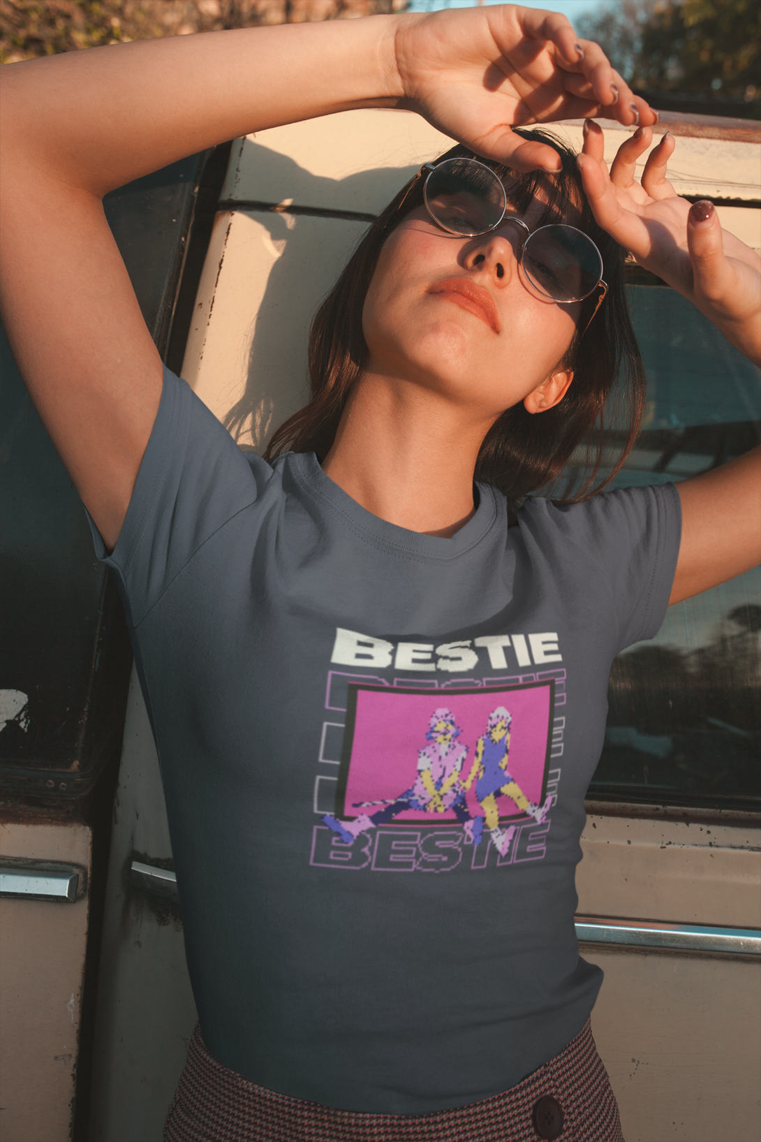 Bestie Bliss Printed T-Shirt For Women - WowWaves - 3
