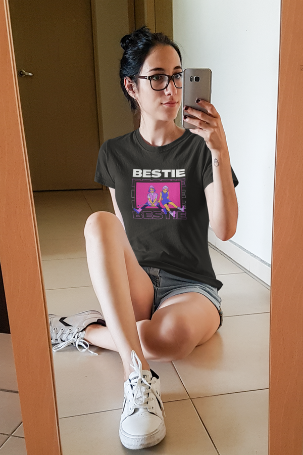 Bestie Bliss Printed T-Shirt For Women - WowWaves