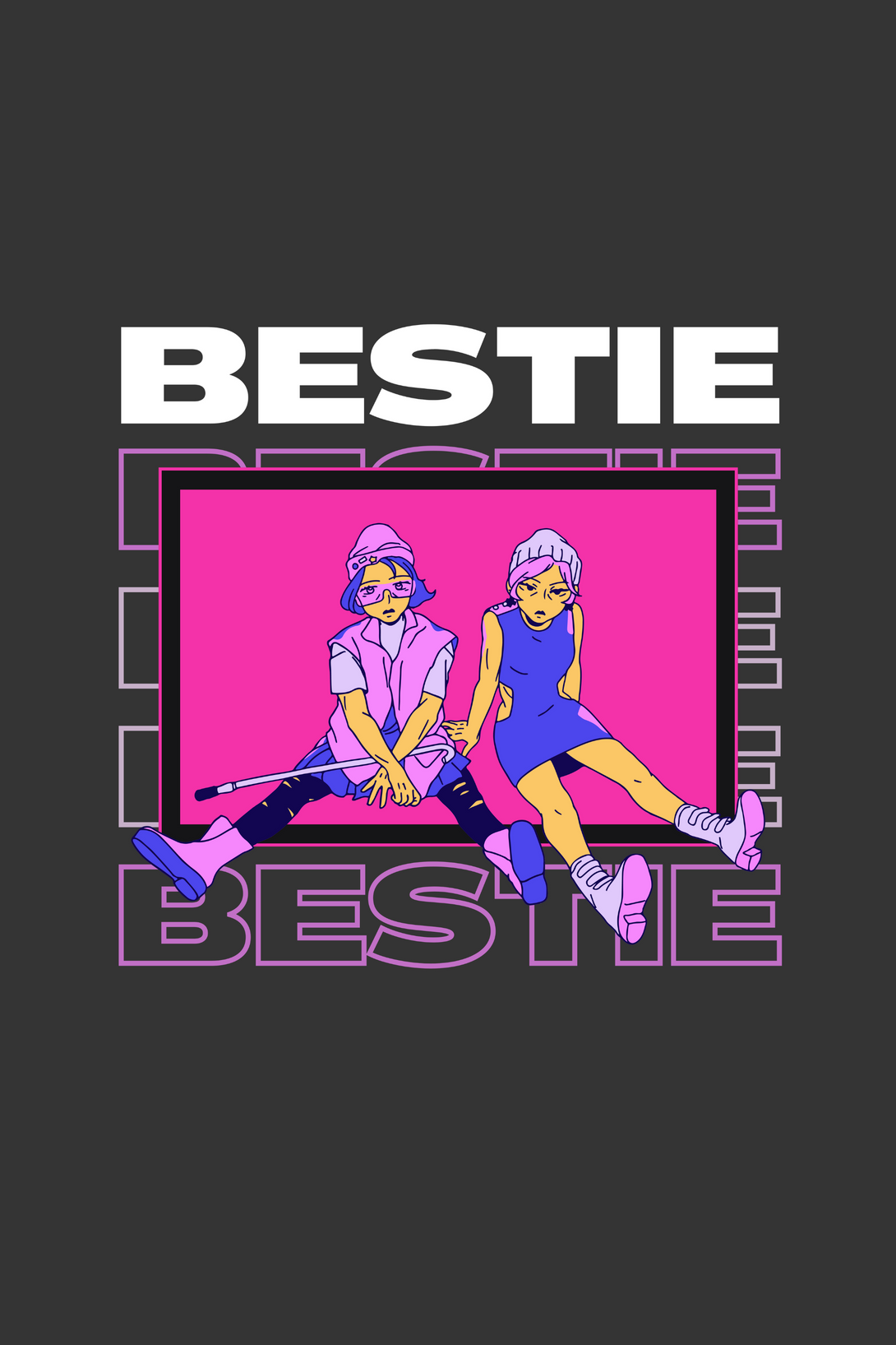 Bestie Bliss Printed T-Shirt For Women - WowWaves - 1
