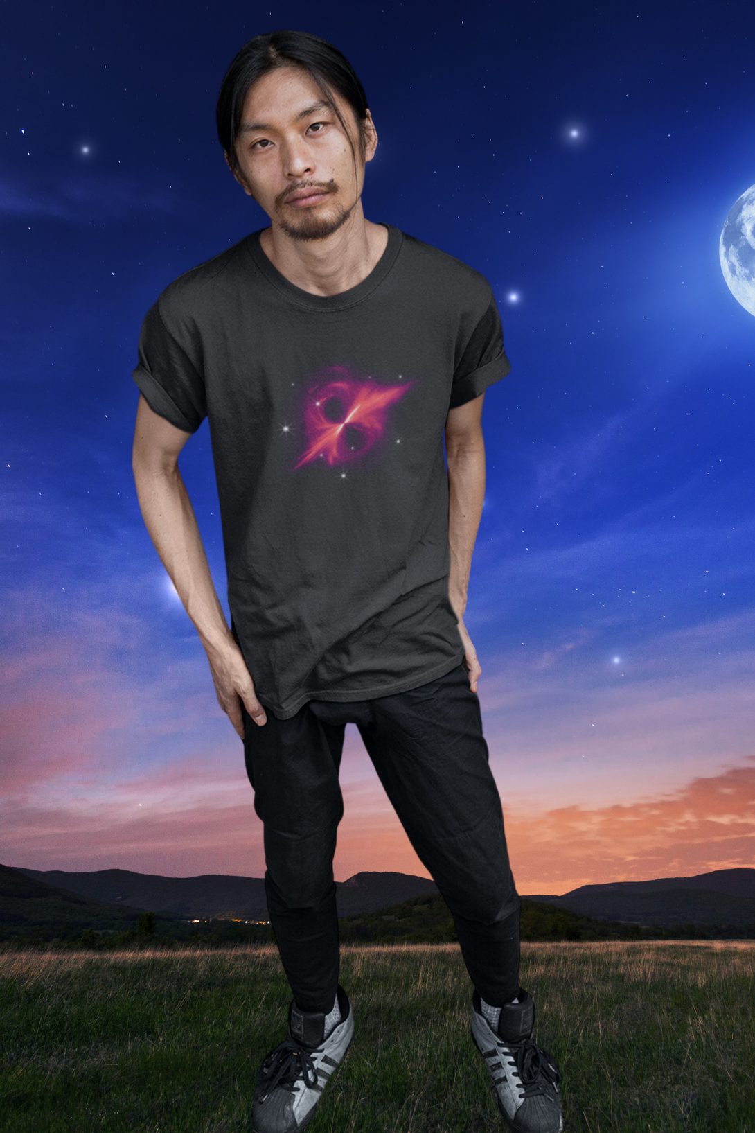 Black Hole Printed T-Shirt For Men - WowWaves - 2