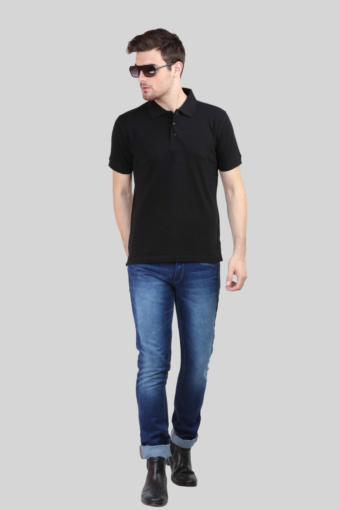 Black Polo T-Shirt For Men - WowWaves - 6