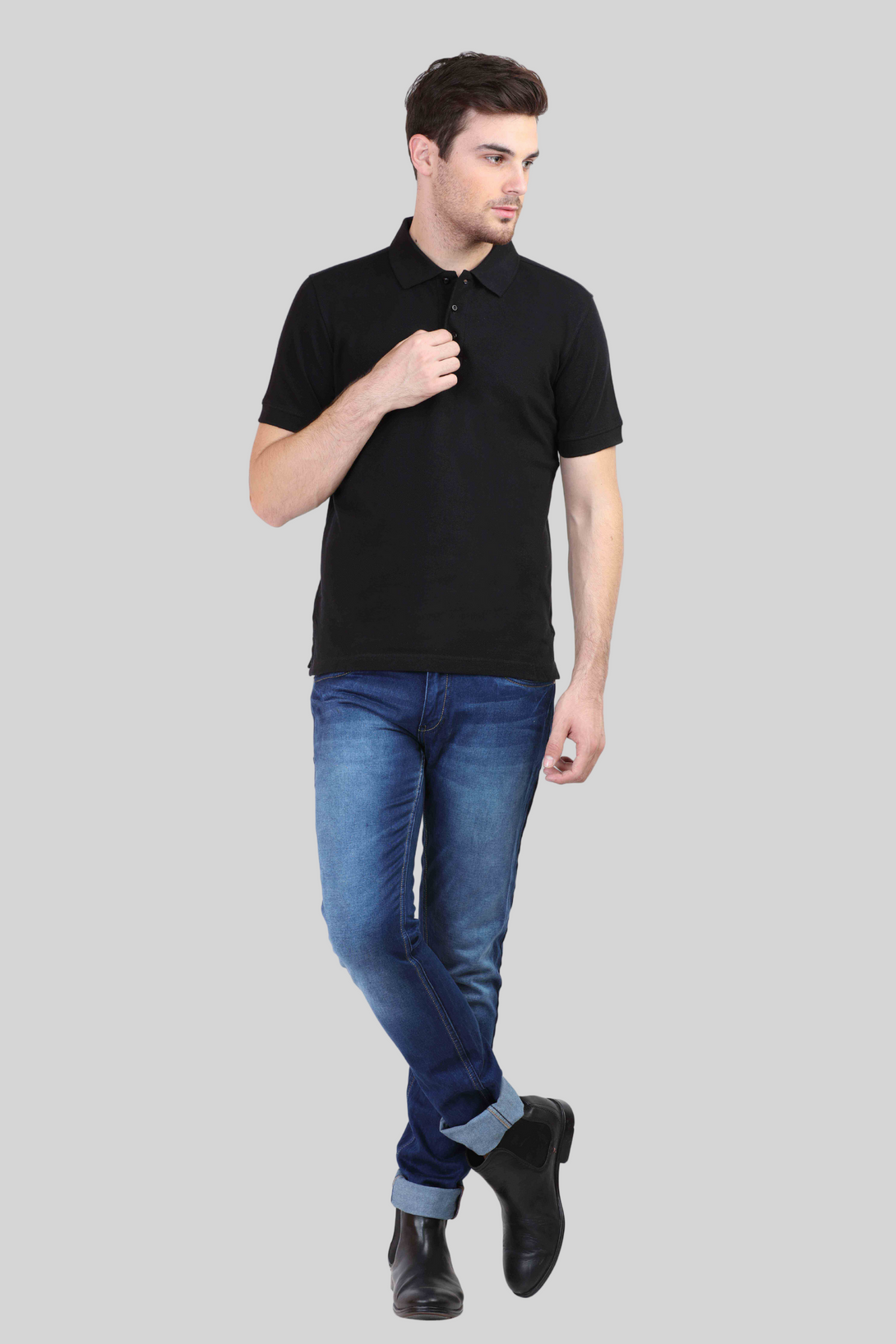 Black Polo T-Shirt For Men - WowWaves - 2