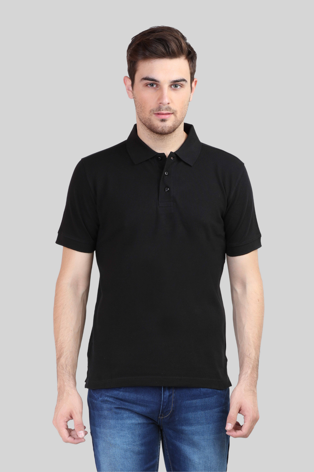 Black Polo T-Shirt For Men - WowWaves - 1