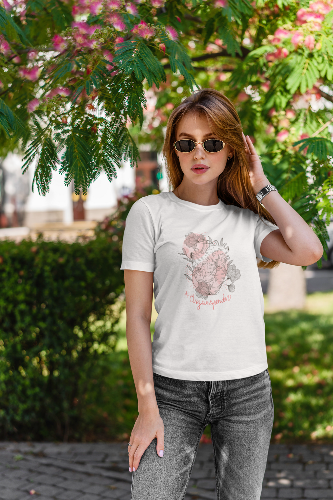 Blossoming Love Printed T-Shirt For Women - WowWaves