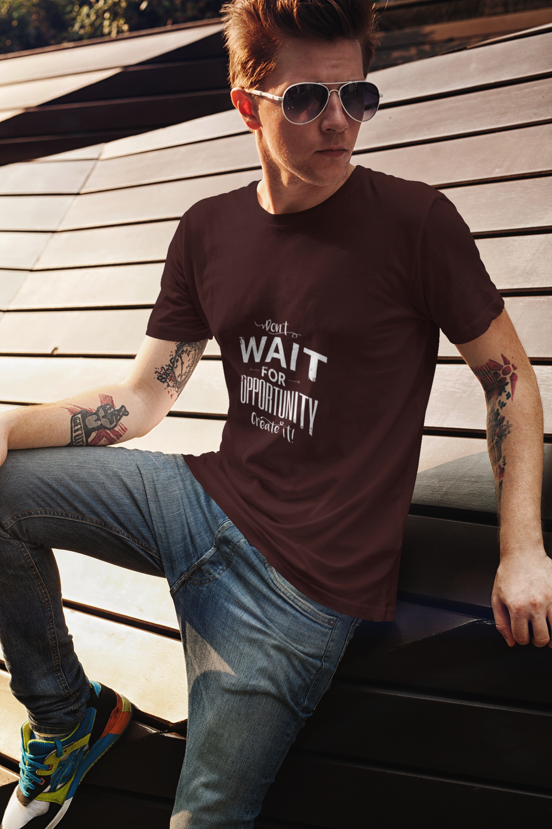 Create Opportunity Printed T-Shirt For Men - WowWaves - 4