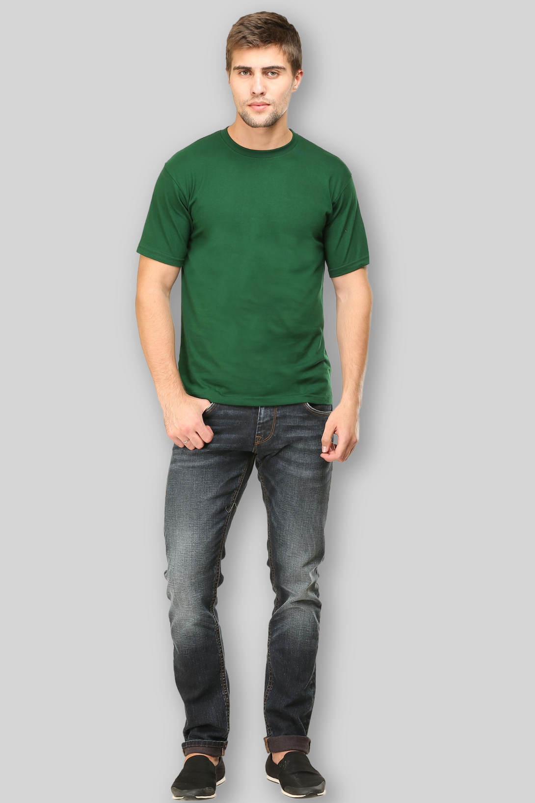 Bottle Green T-Shirt For Men - WowWaves - 1