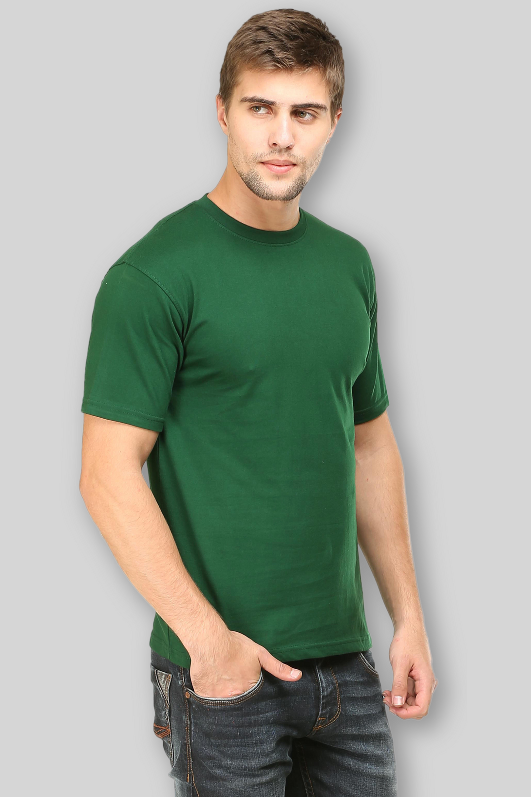 Bottle Green T-Shirt For Men - WowWaves - 3