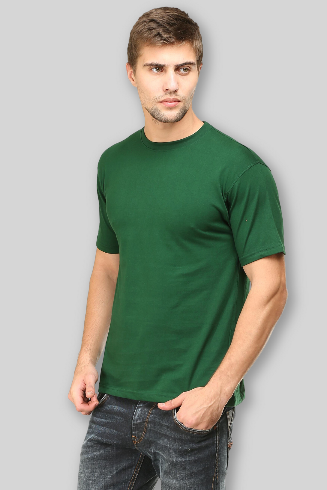 Bottle Green T-Shirt For Men - WowWaves - 4