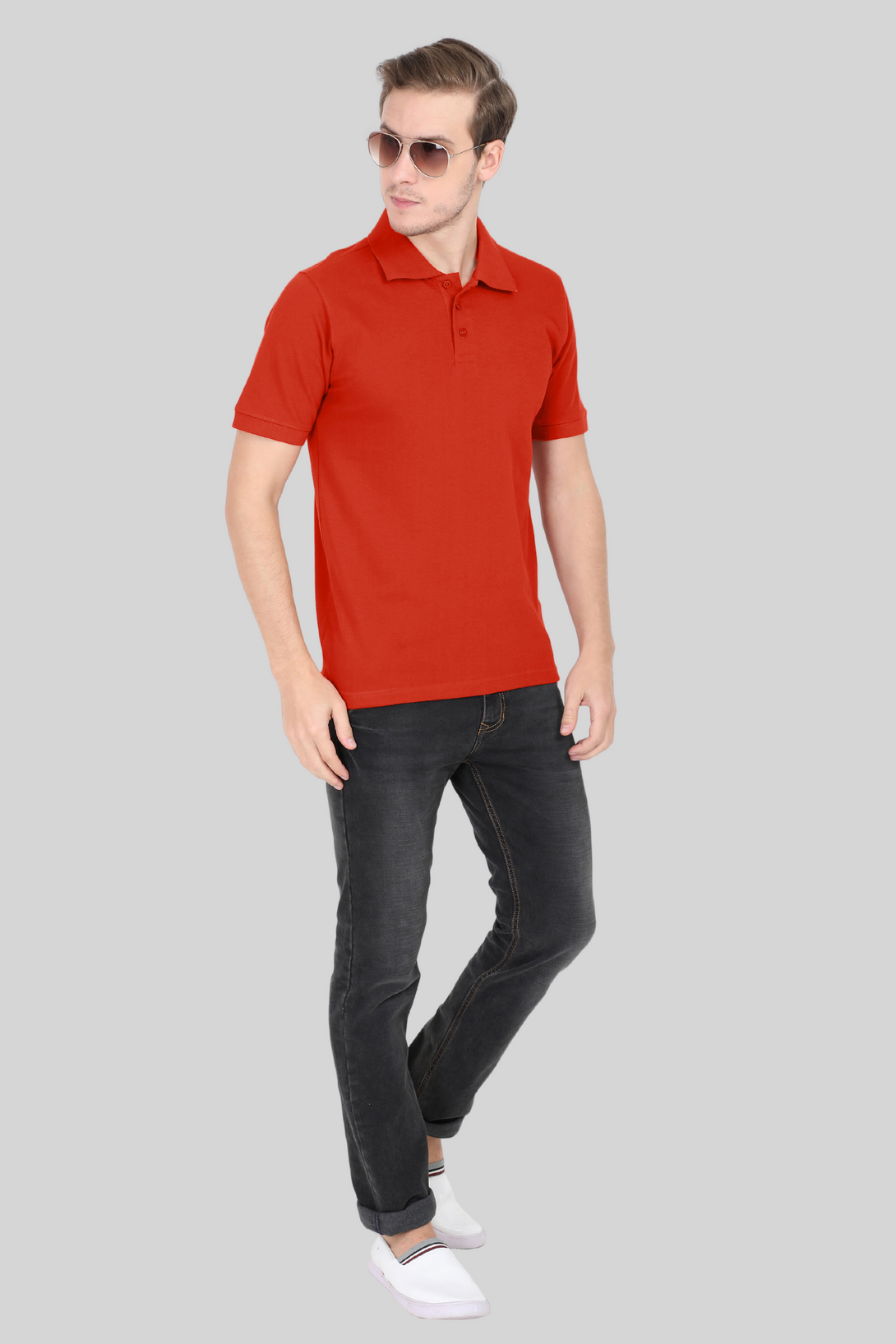 Brick Red Polo T-Shirt For Men - WowWaves - 2