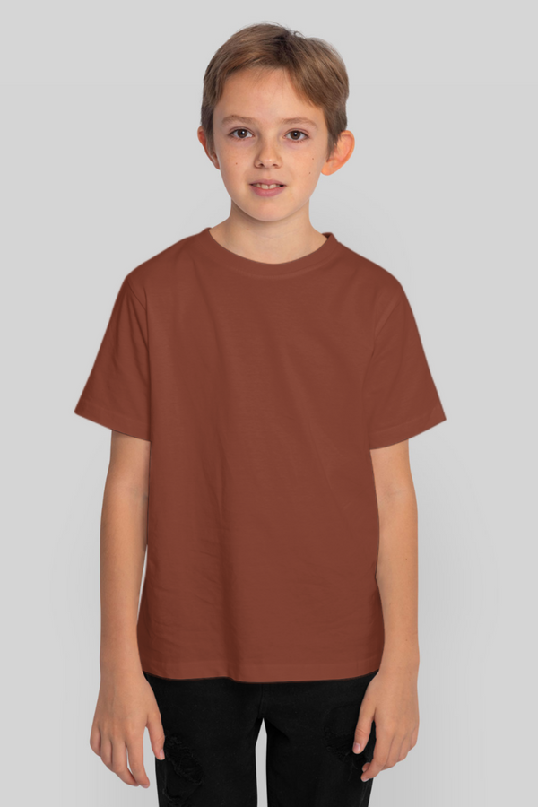Brick Red T-Shirt For Boy - WowWaves