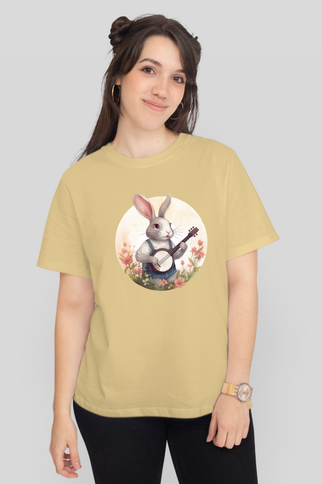 Bunny Jammin Printed T-Shirt For Women - WowWaves - 12