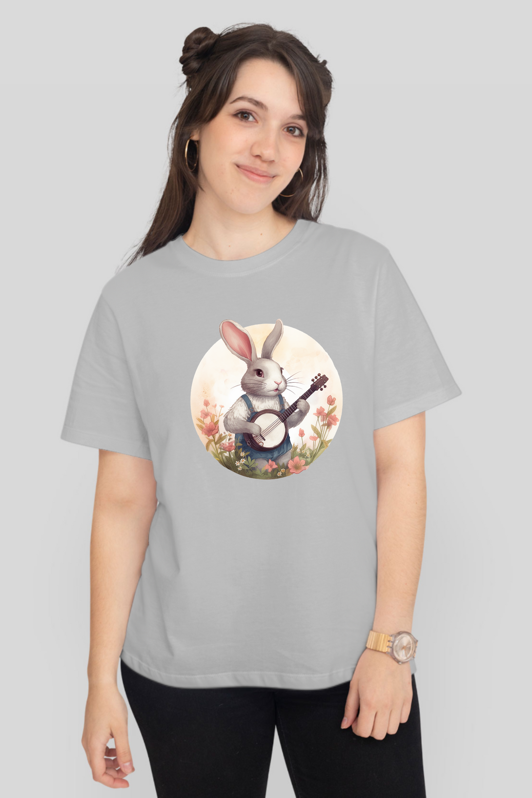 Bunny Jammin Printed T-Shirt For Women - WowWaves - 10