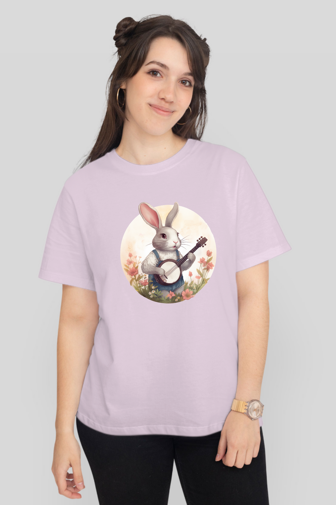 Bunny Jammin Printed T-Shirt For Women - WowWaves - 11