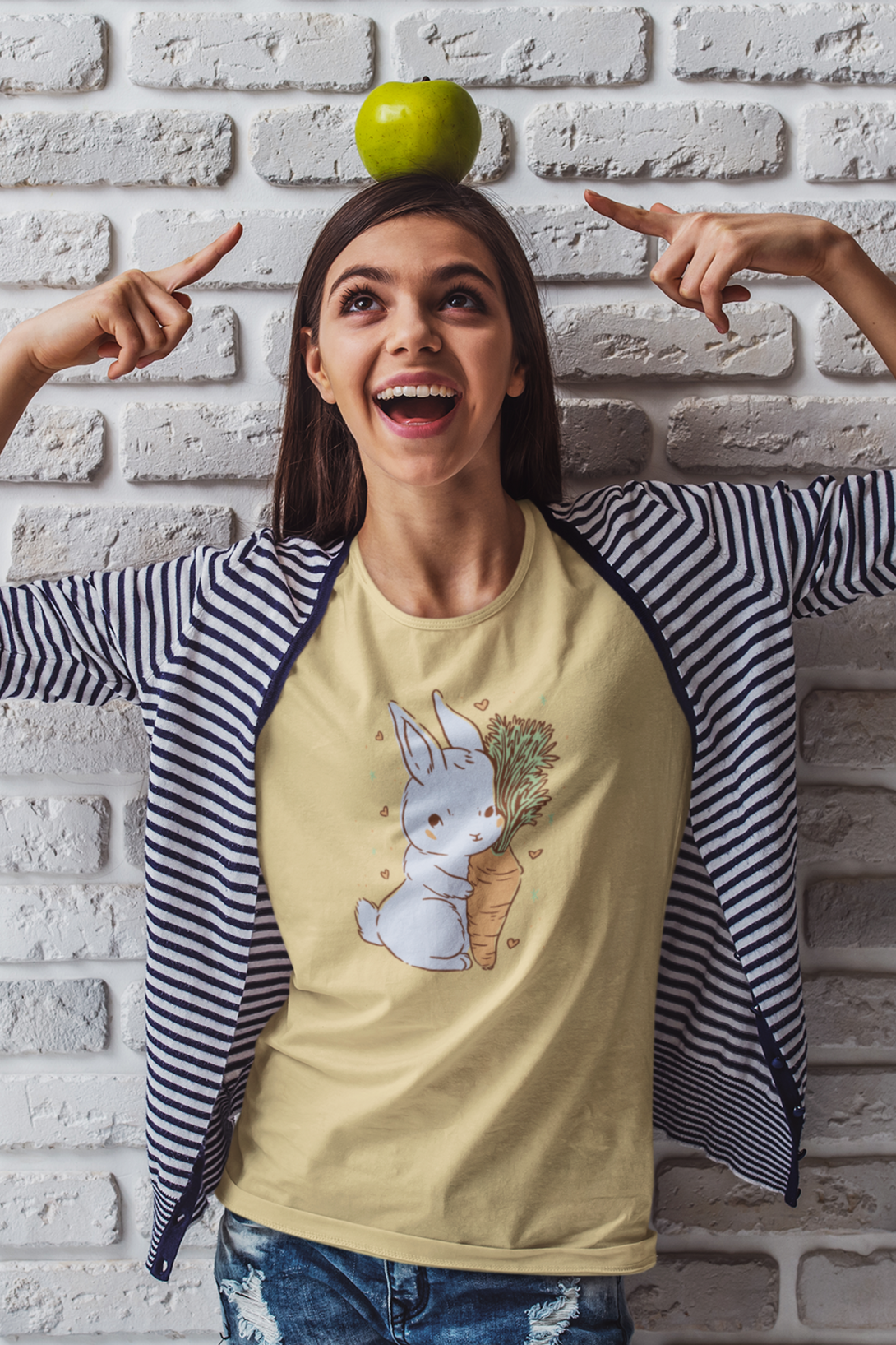 Bunny Love Printed T-Shirt For Women - WowWaves