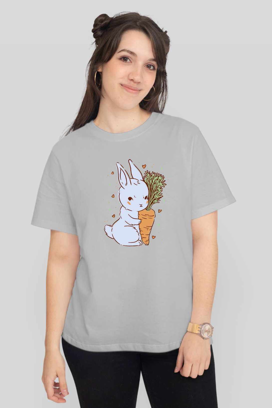 Bunny Love Printed T-Shirt For Women - WowWaves - 10