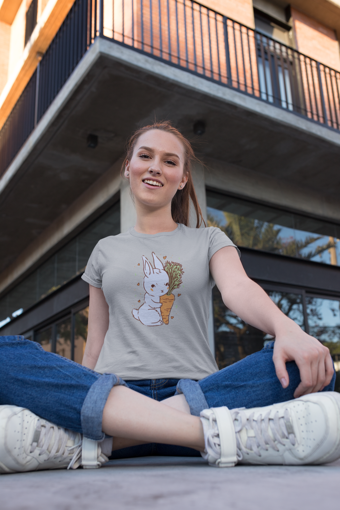 Bunny Love Printed T-Shirt For Women - WowWaves - 6
