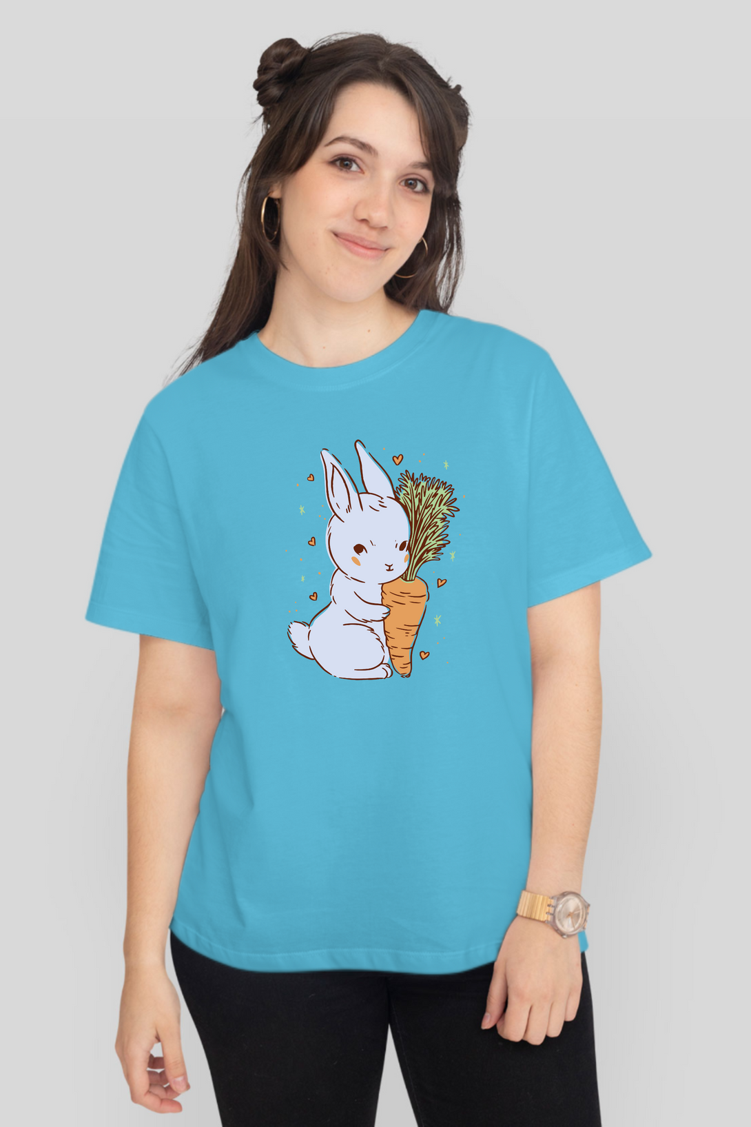 Bunny Love Printed T-Shirt For Women - WowWaves - 9