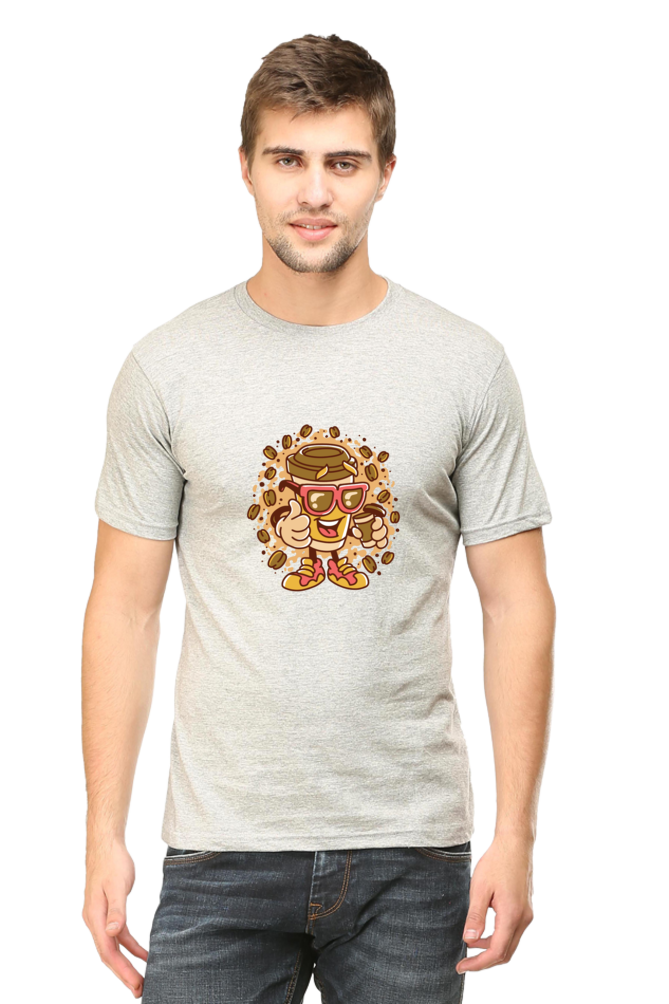 Cup With Coffee Beans Printed T-Shirt For Men - WowWaves - 9
