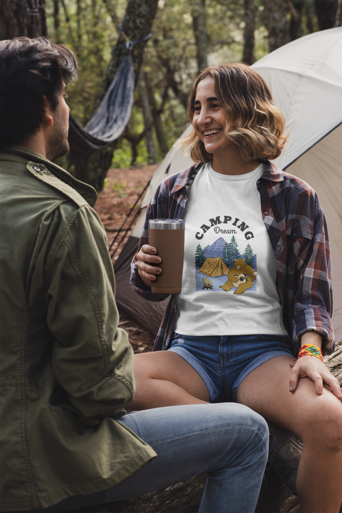 Camping Dream Printed T-Shirt For Women - WowWaves - 2