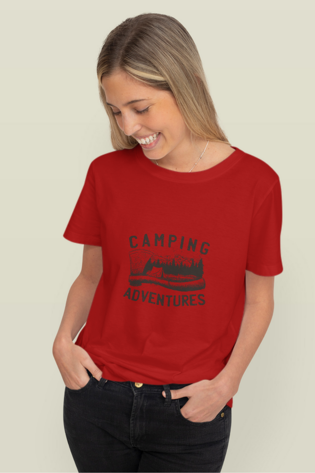 Camping Adventures Printed T-Shirt For Women - WowWaves - 8