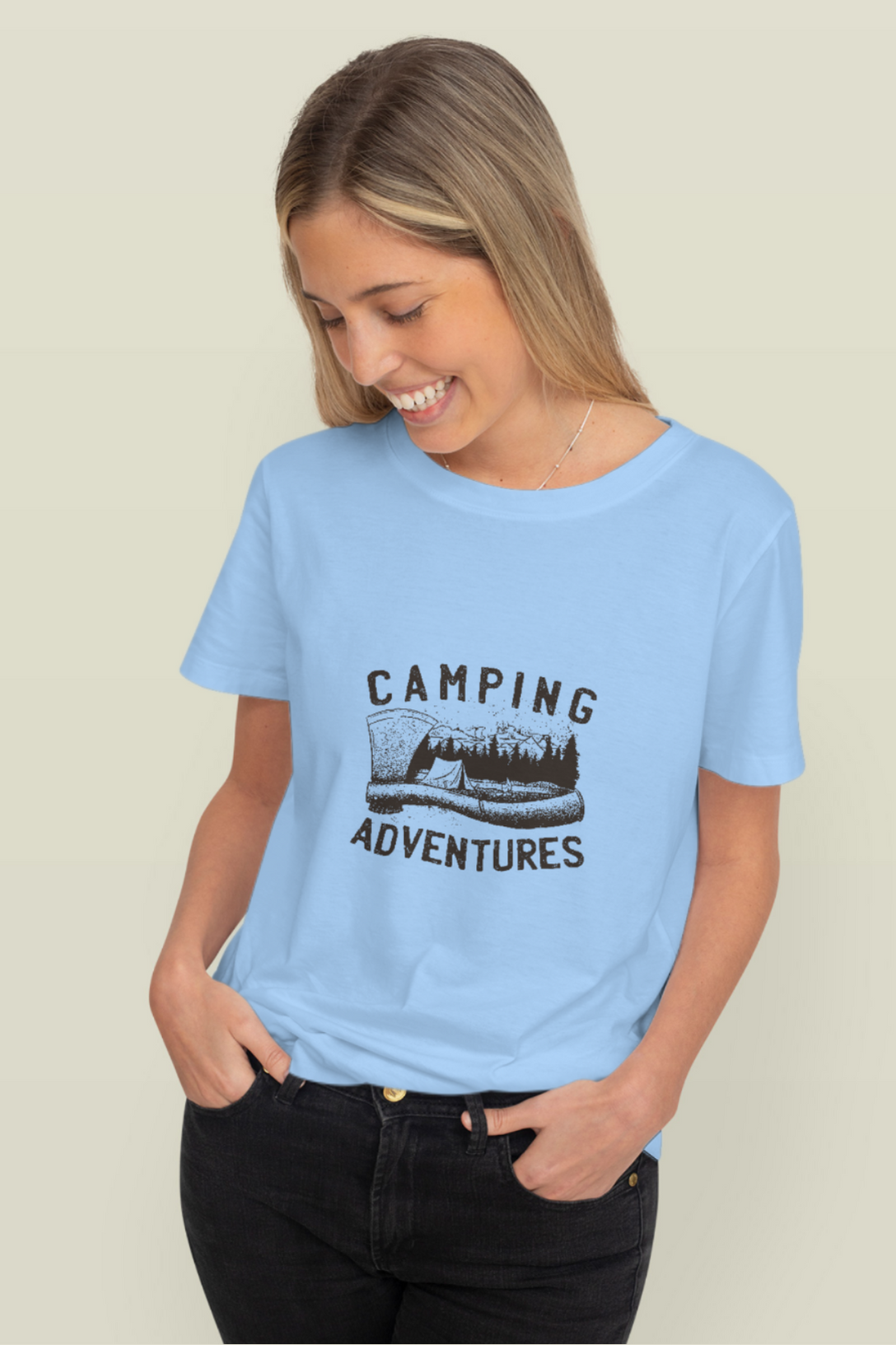 Camping Adventures Printed T-Shirt For Women - WowWaves - 9