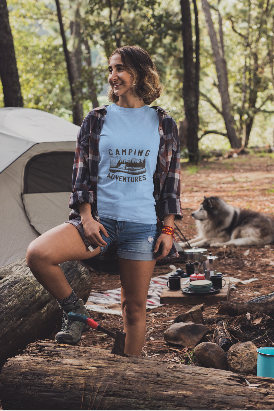 Camping Adventures Printed T-Shirt For Women - WowWaves - 3