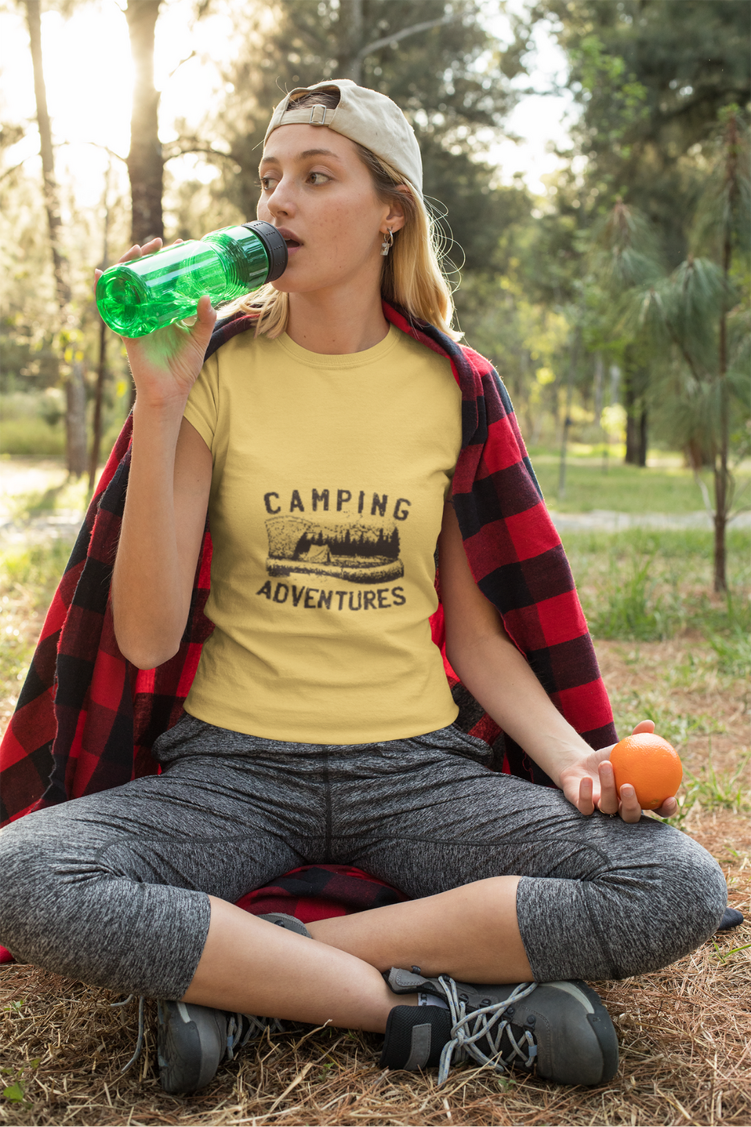 Camping Adventures Printed T-Shirt For Women - WowWaves