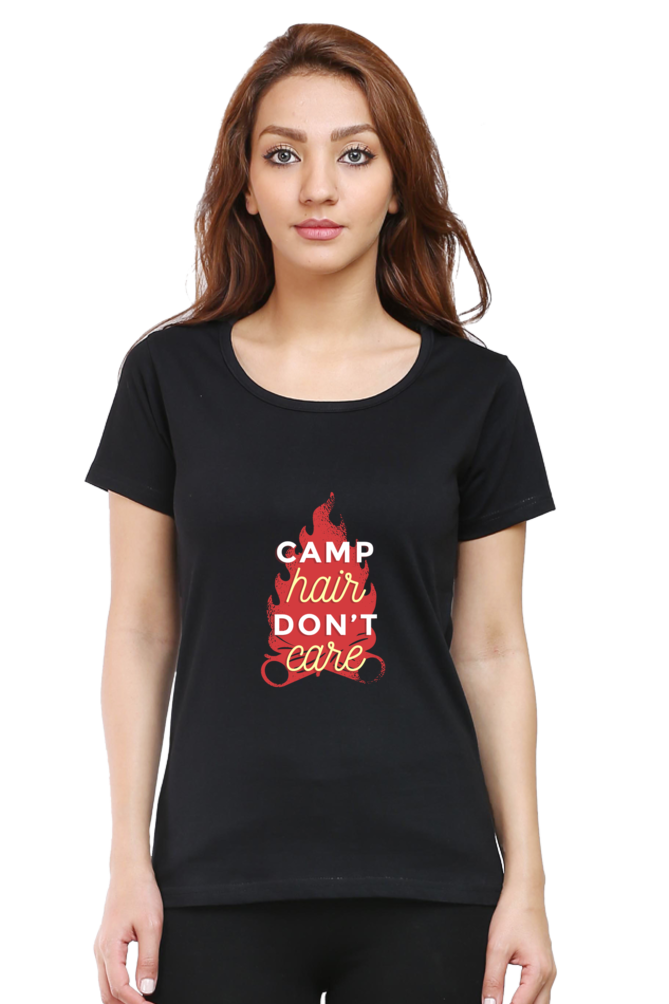 Camping Vibes Printed Scoop Neck T-Shirt For Women - WowWaves - 14