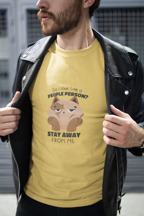 Anti Social Cat Printed T-Shirt For Men - WowWaves