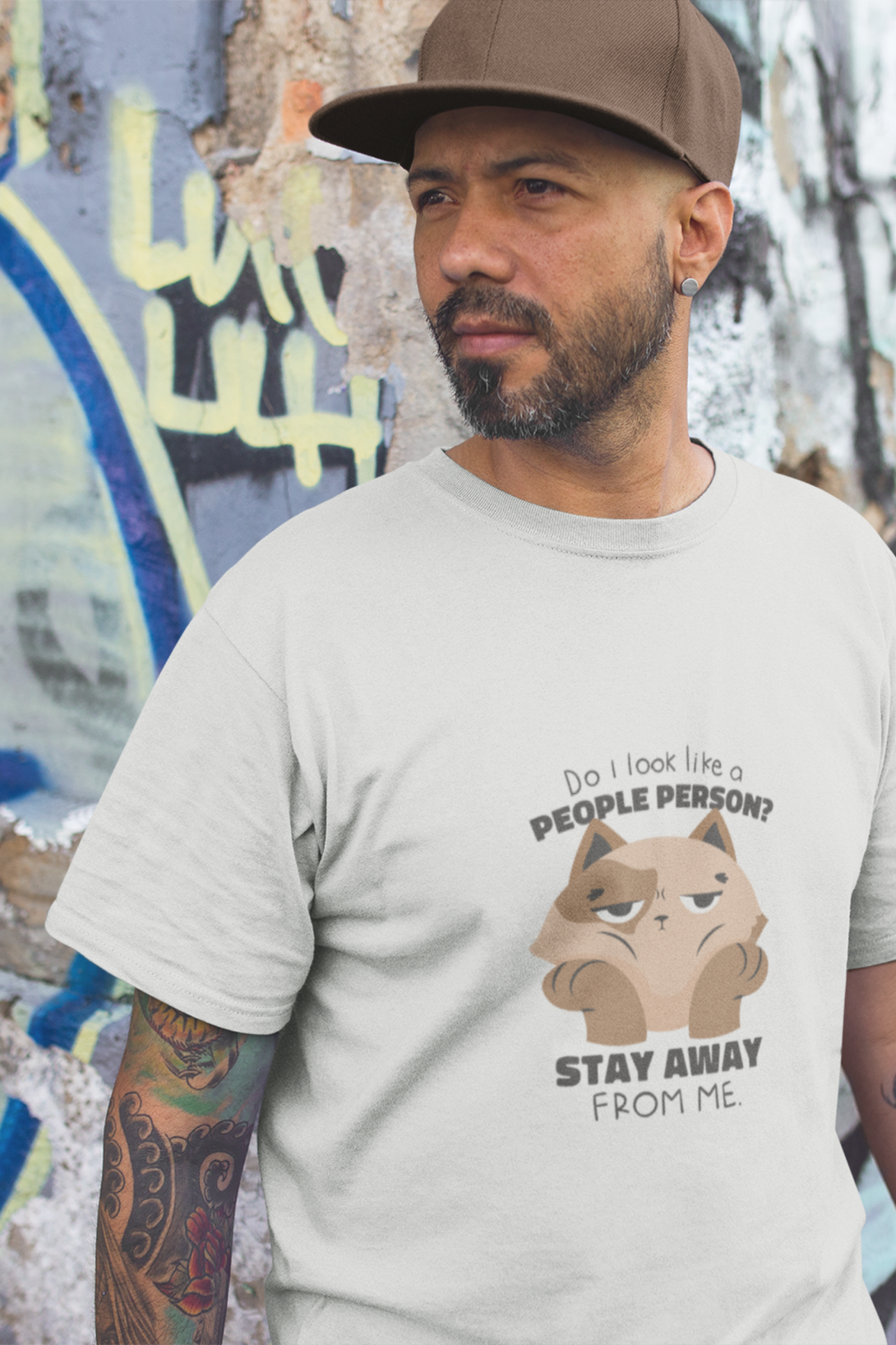 Anti Social Cat Printed T-Shirt For Men - WowWaves - 3