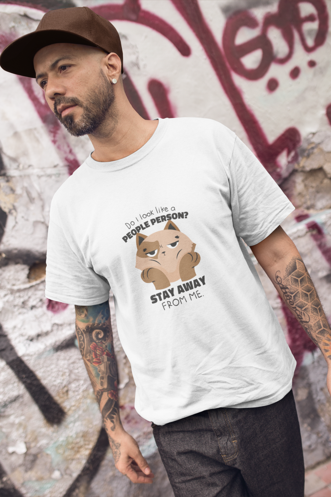 Anti Social Cat Printed T-Shirt For Men - WowWaves - 2