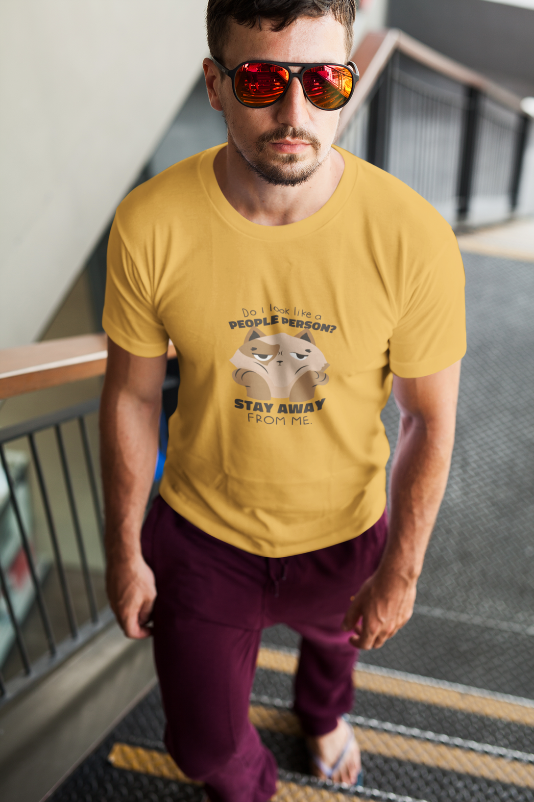 Anti Social Cat Printed T-Shirt For Men - WowWaves - 4
